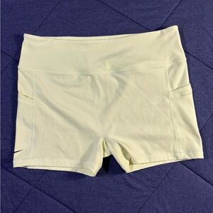 Nike Tight Fit Shorts Women’s XL Pastel Yellow Dri Fit Running Shorties Logo